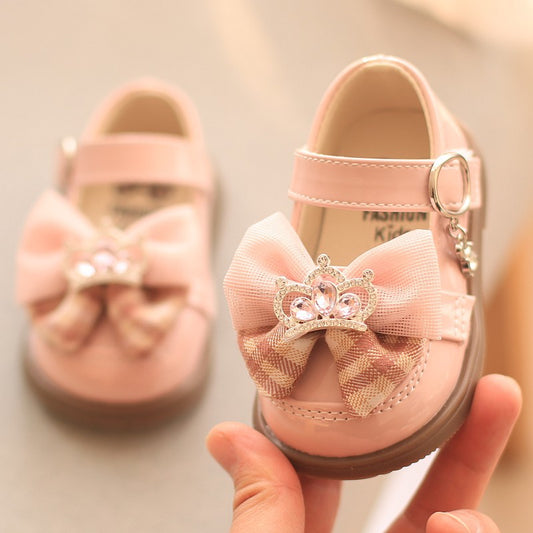 Zapato, calzado rosa, moño, con coronita👑🎀✨25110