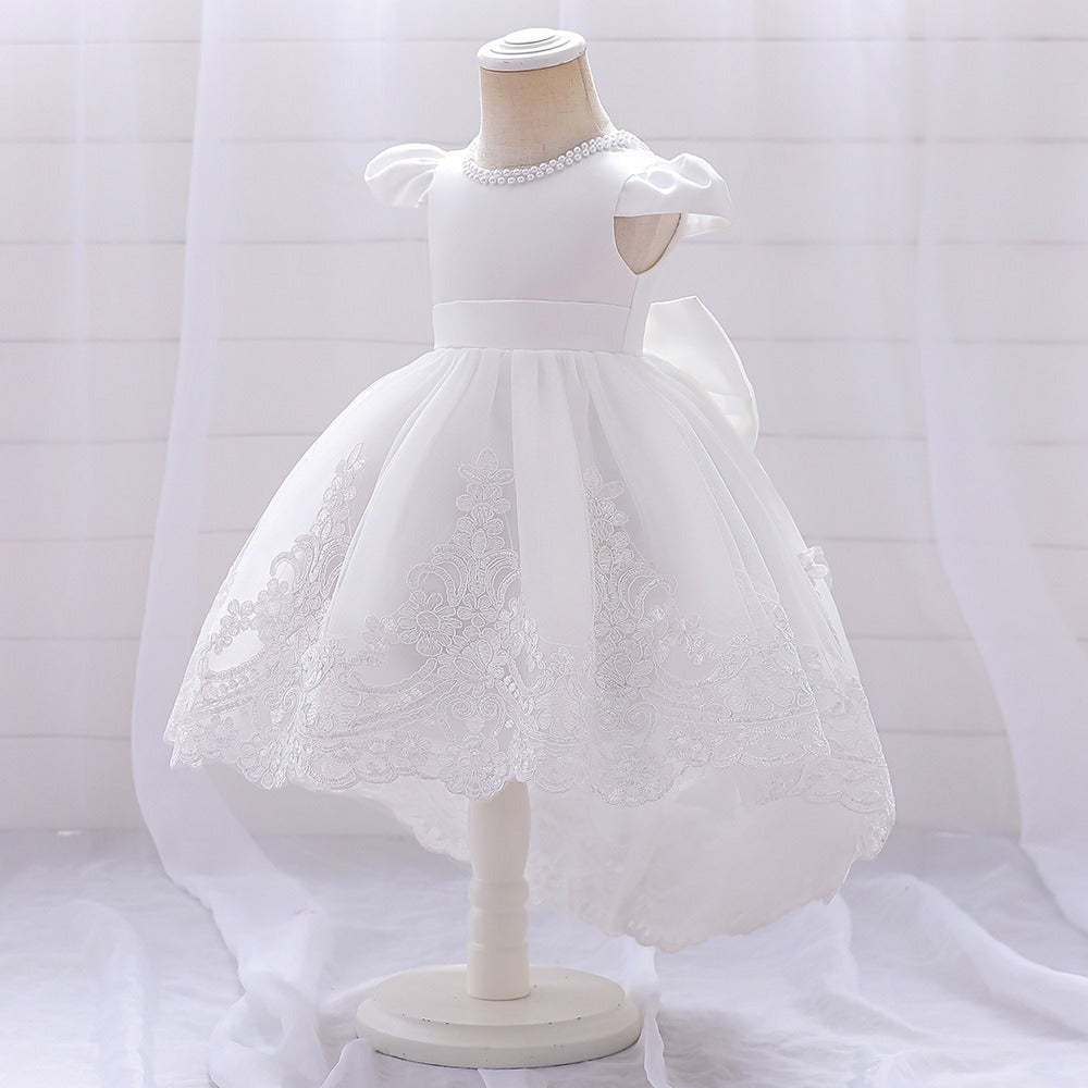 Vestido Blanco con cola y moño atrás🤍 1377B