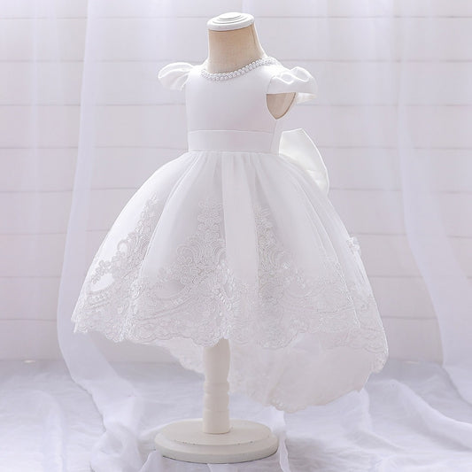 Vestido Blanco con cola y moño atrás🤍 1377B