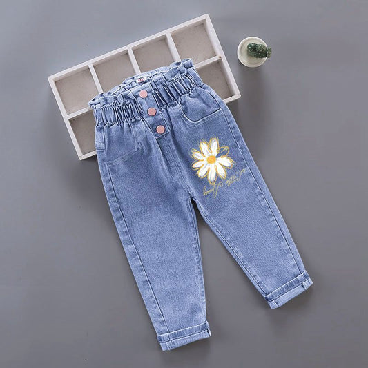 Jeans, pantalón, vaquero, margarita, girasol