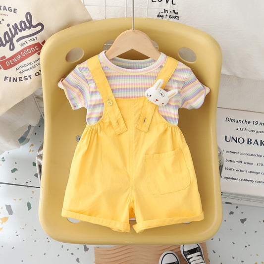 Conjunto jardinera más blusa Amarillo