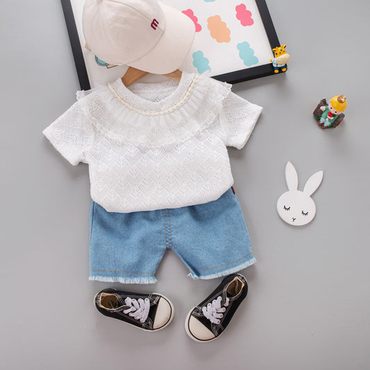 Conjunto short de jeans más blusa