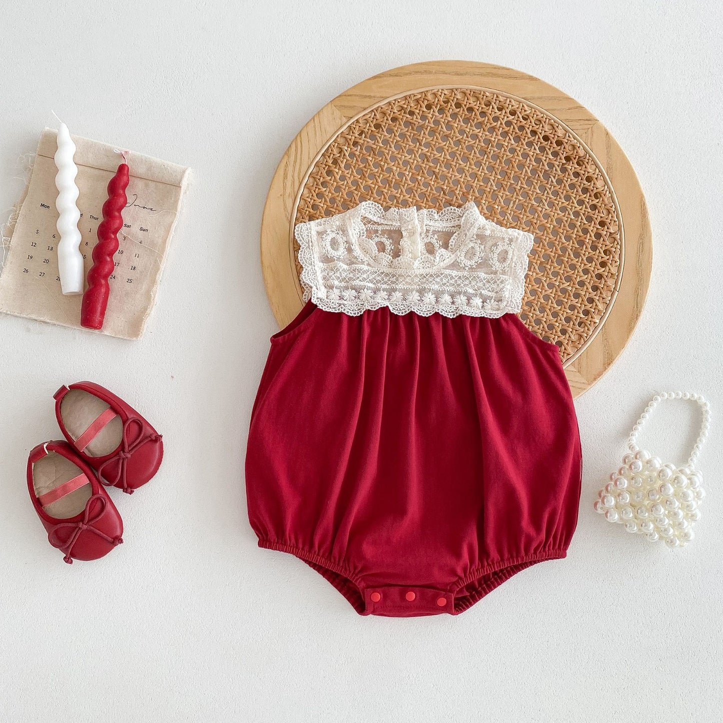 Body rojo con Detalles de encaje