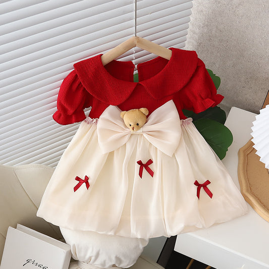 Vestido rojo con blanco