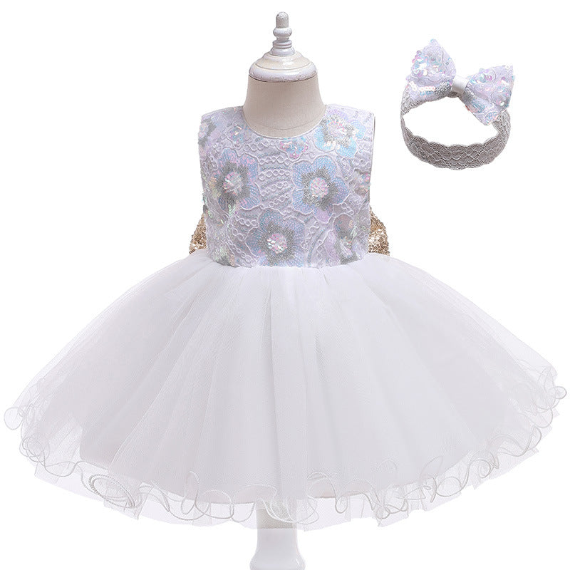 Vestido Blanco, detalles de lentejuelas ✨🩵1273