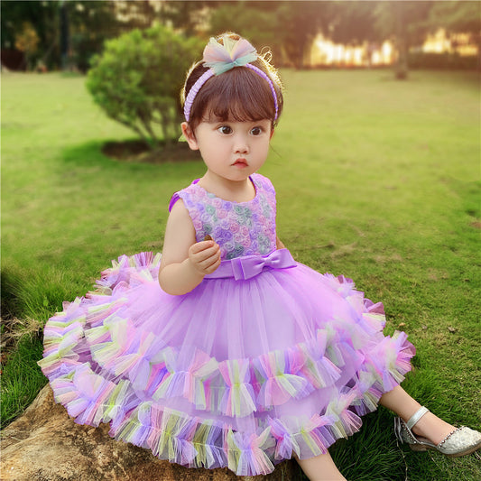 Vestido Lila arcoiris, unicornio