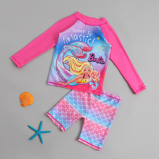 Trajes de baño☀️ conjunto mangas largas más short, barbie🏖️ 1260