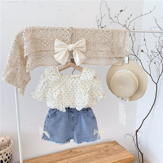Conjunto short de jeans más blusa