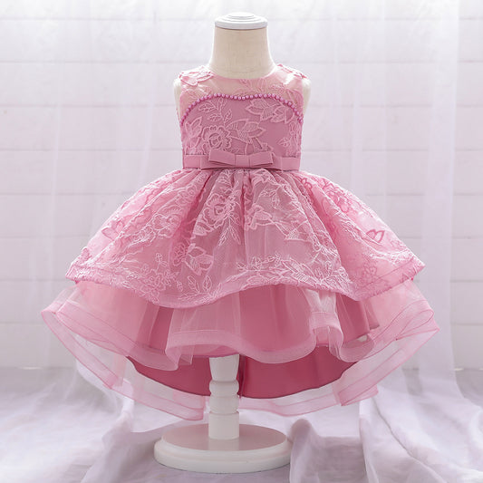 Vestido Rosa Vieja, con cola, perlas❤️✨1236