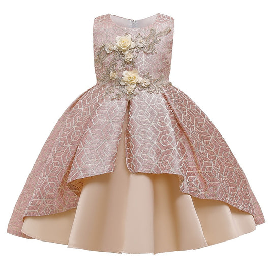 Vestido Dorado, Flores, Elegante