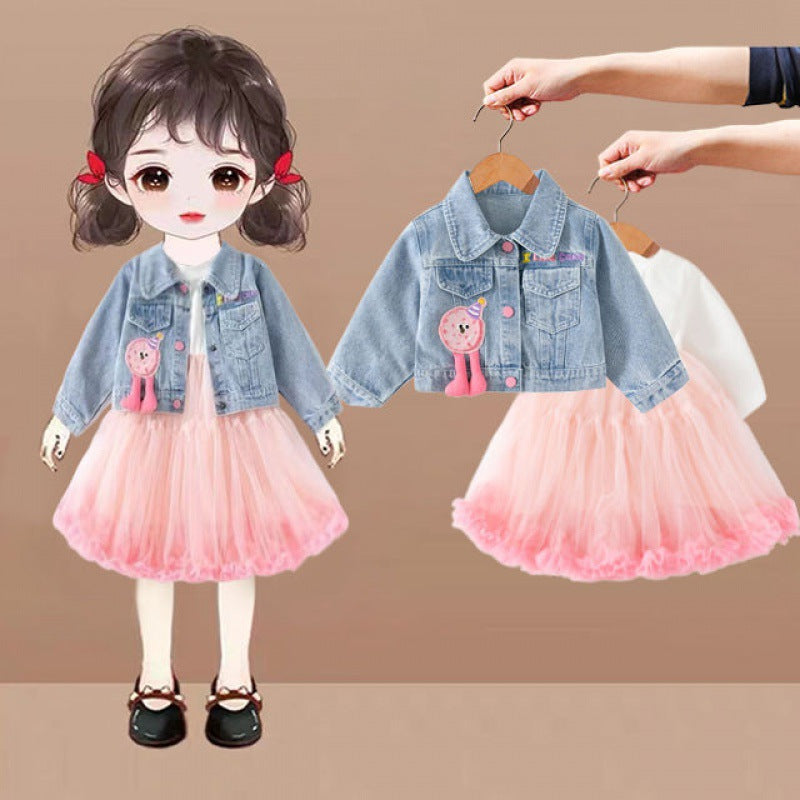 Conjunto, Camperita de jeans más vestido