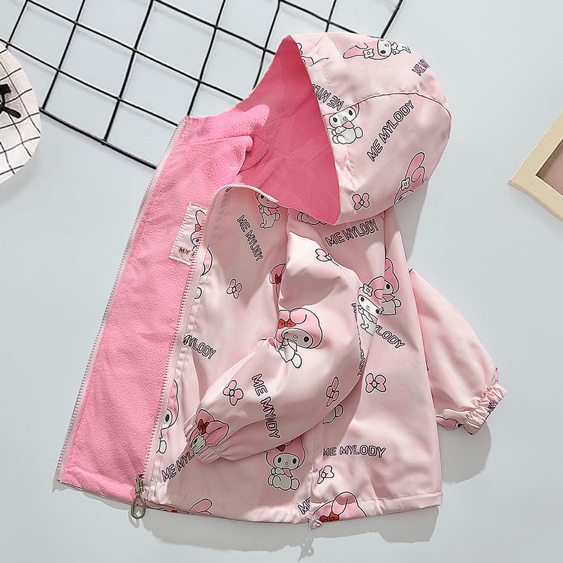 Campera rompe viento kuromi, melody, lila, rosa