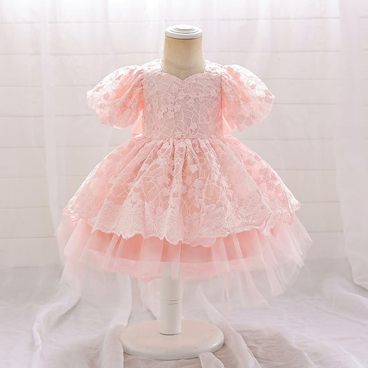 Vestido Rosa, con mangas, flores💗🌸 1238
