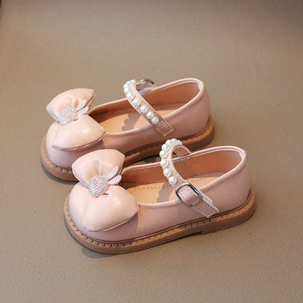 Calzado, rosa, beige, conejo, perlas