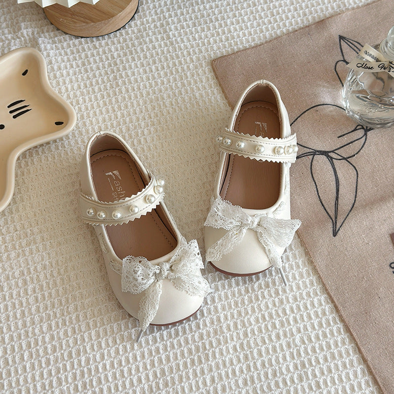 Calzado Beige, perlitas, moño, elegante 25029