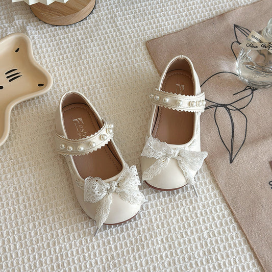 Calzado Beige, perlitas, moño, elegante 25029