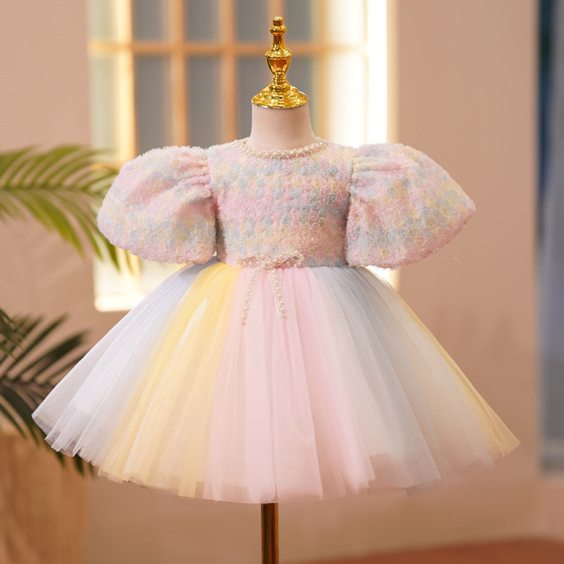 Vestido arcoiris Elegante, perlitas 1705