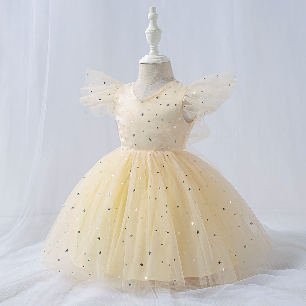 Vestido Verde Agua, beige, estrellas, Brillos