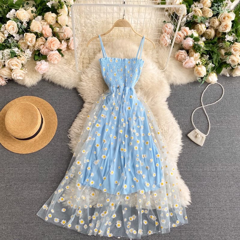 Vestido Madre, Margaritas, rosa, blanco,celeste