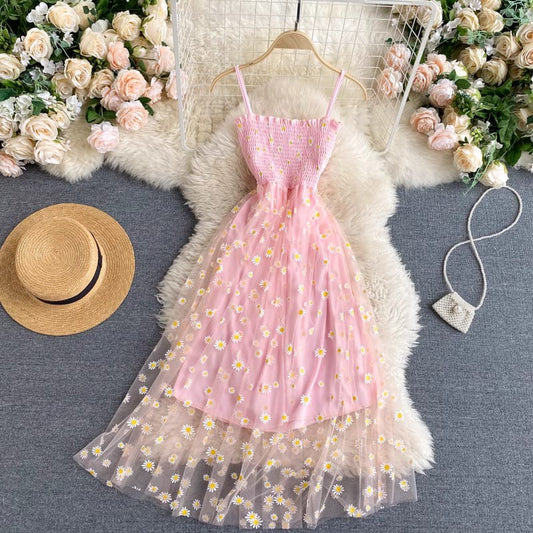 Vestido Madre, Margaritas, rosa, blanco,celeste