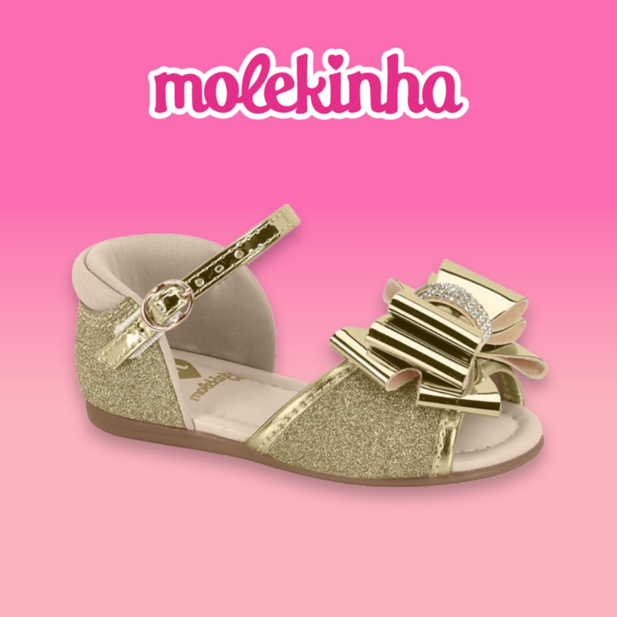 Molekinha, sandalia, dorado