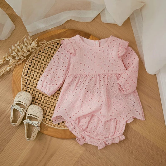 Conjunto, vestido más bombachita, Broderie