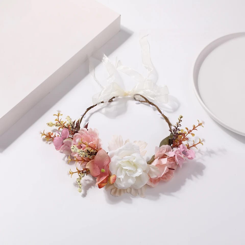 Tocado, flores, bosque encantado, rosa, accesorios