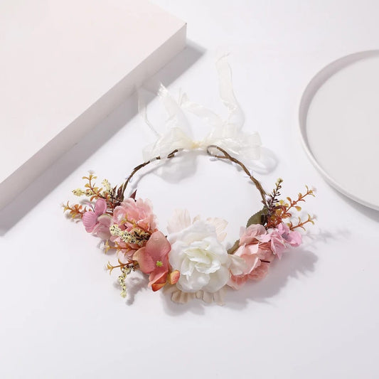 Tocado, flores, bosque encantado, rosa, accesorios