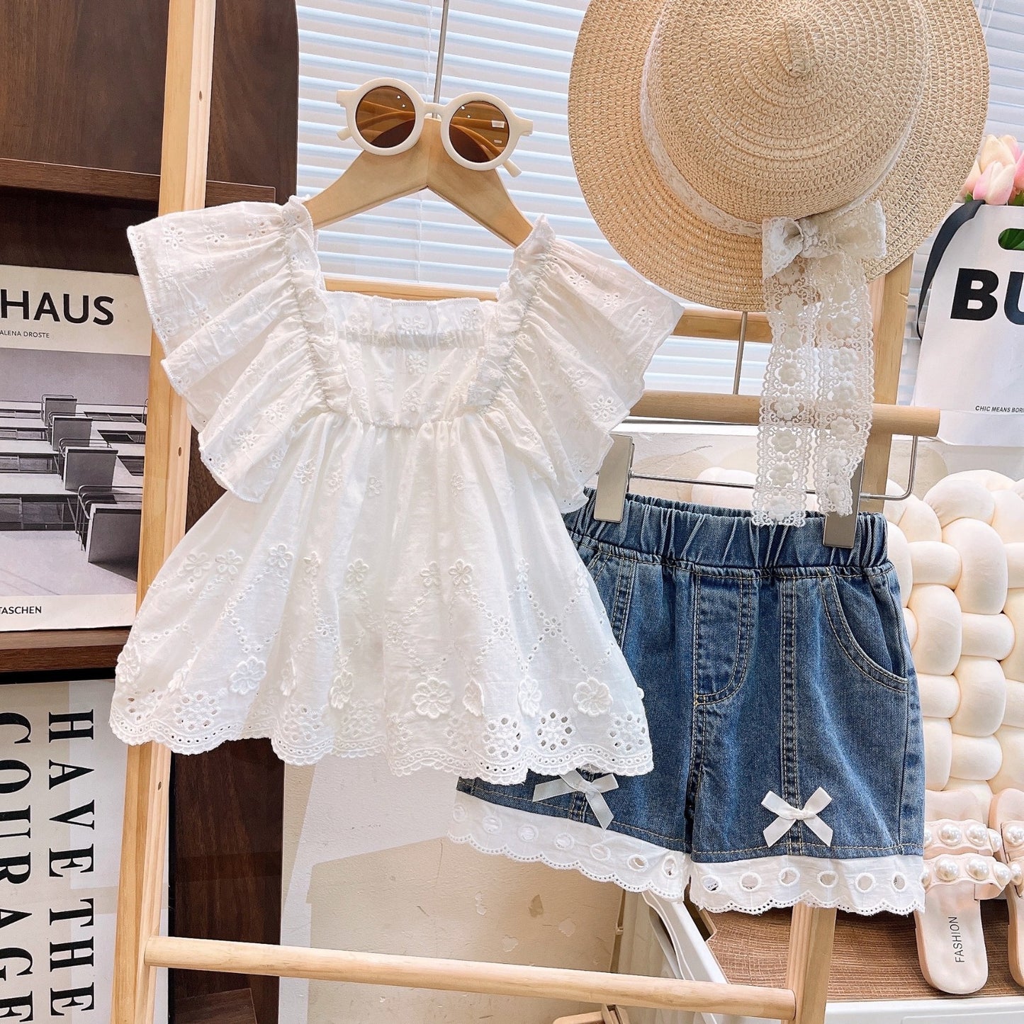 Conjunto blusa más short de jeans✨🦋1493