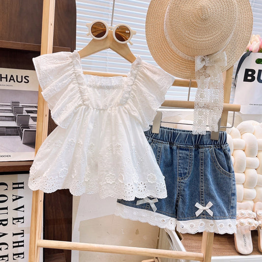 Conjunto blusa más short de jeans✨🦋1493