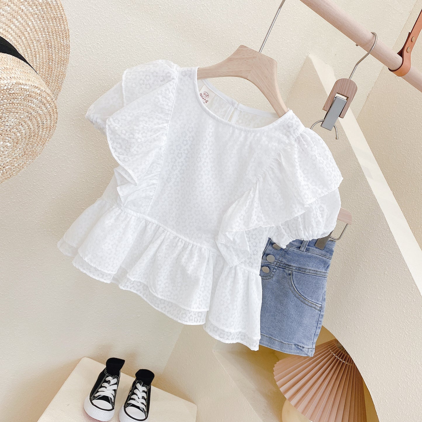 Conjunto short de jeans más blusa🤍 1432