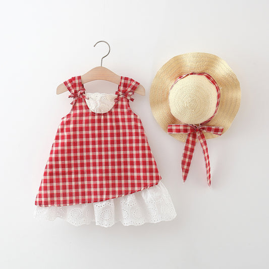Vestido rojo a cuadros ❤️ más sombrero 👒🎀1114