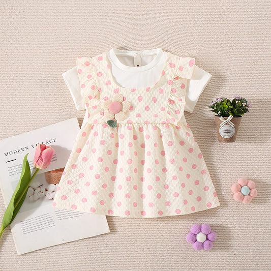 Vestido mangas cortas, verano, motas, 1087