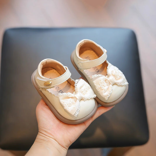 Zapato, calzado Beige con Moño, encaje 🤍✨25116