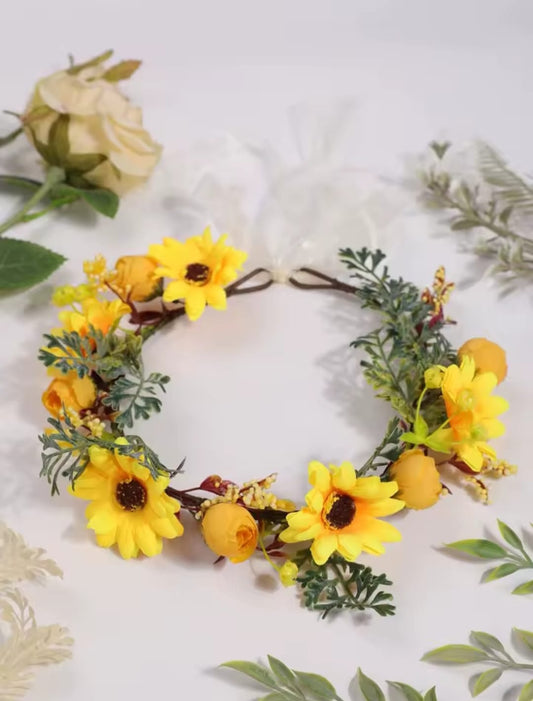Corona, Tocado, flores amarillas🌼✨1294