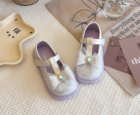 Zapatito lila con brillos y moño💟 25036