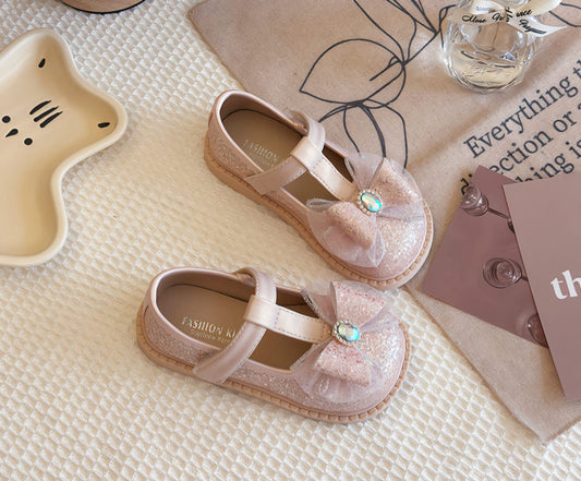 Zapatito Rosa con brillos y moño🎀 25036