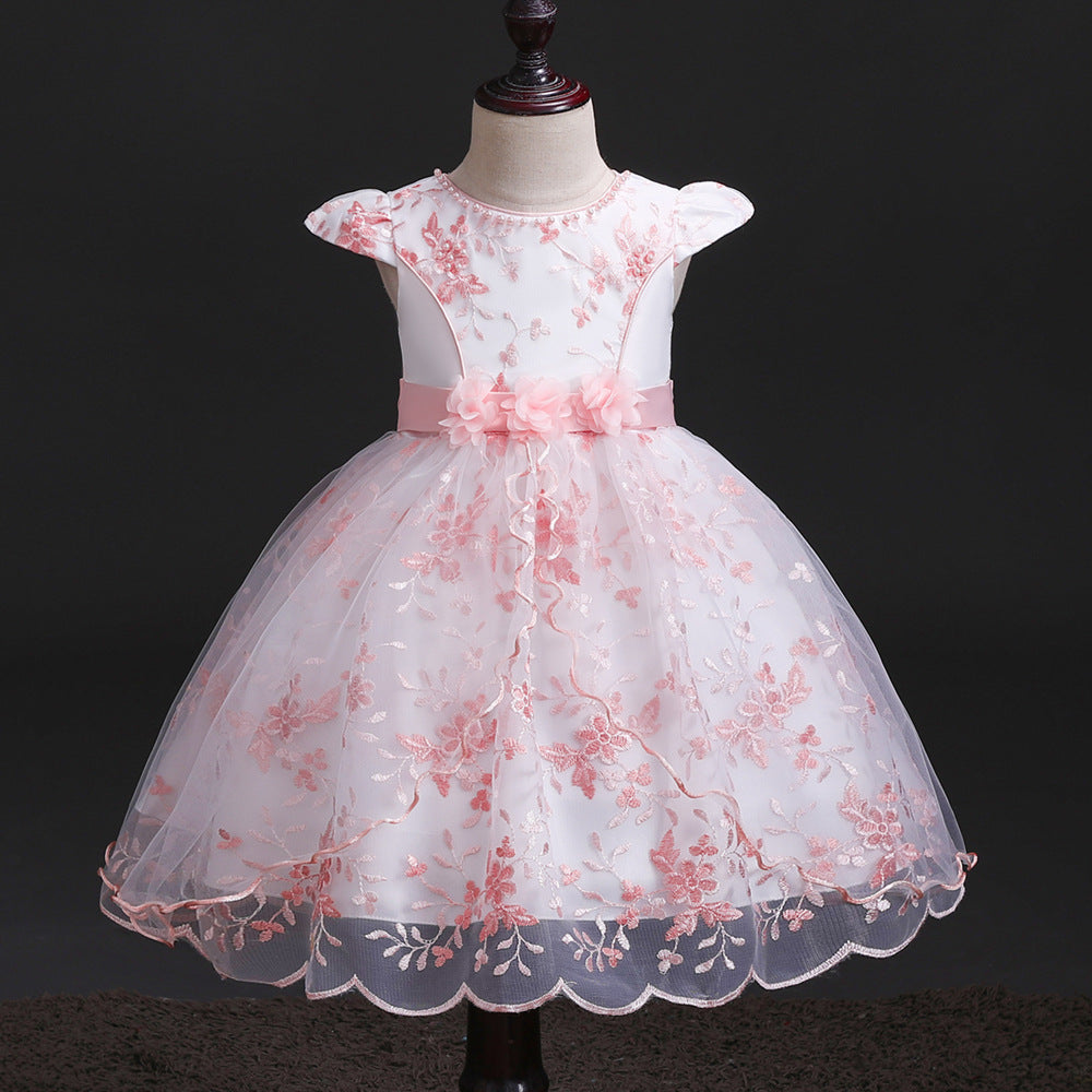 Vestido Blanco y Rosa, detalles floreado, perlas 🌸✨1368