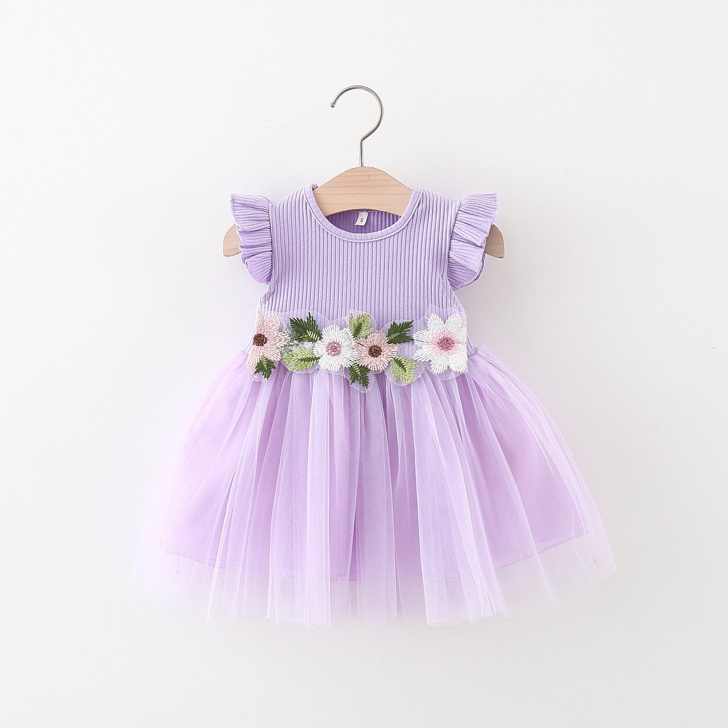 Vestido Lila, flores, mangas, casual 💟🌸1375
