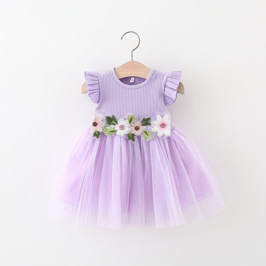 Vestido Lila, flores, mangas, casual 💟🌸1375