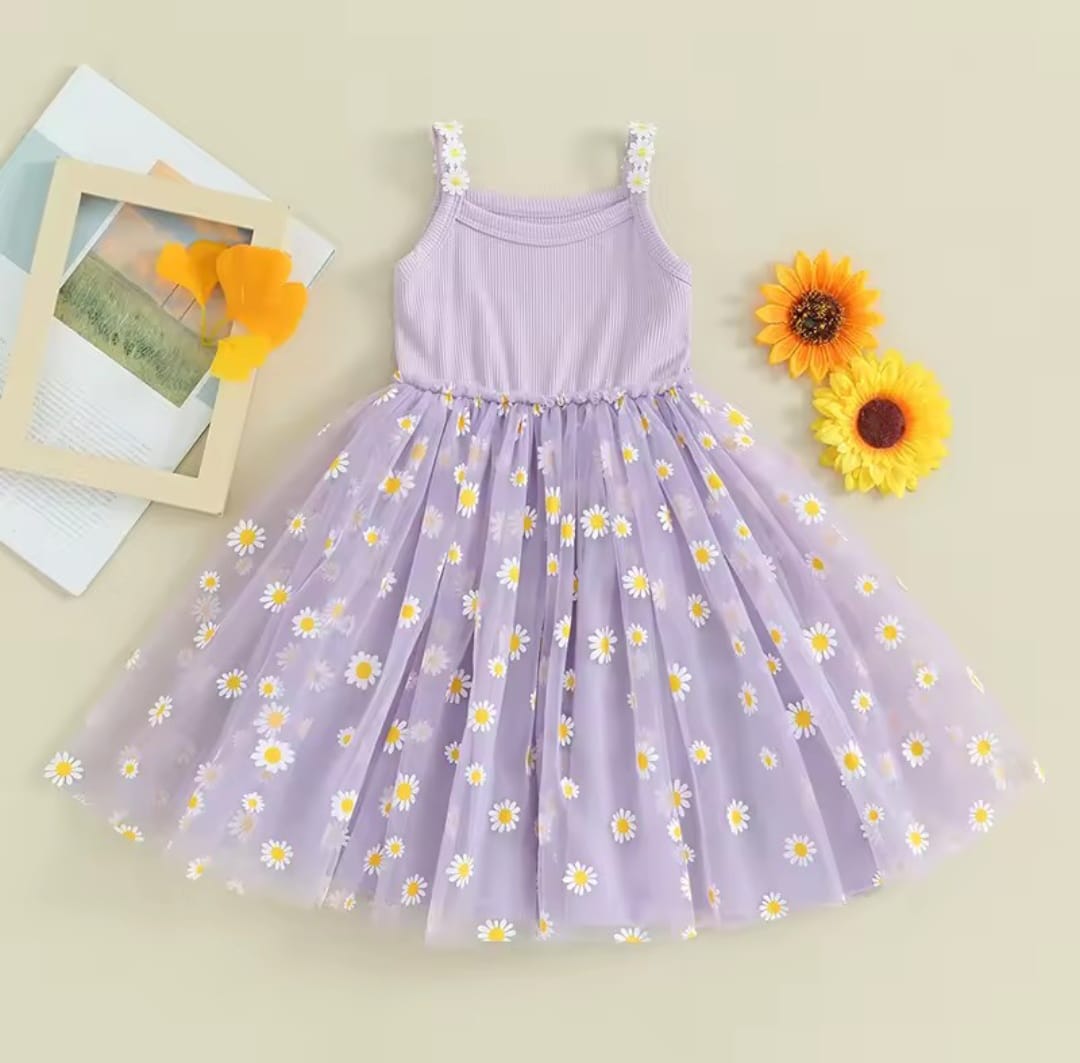 Vestido Lila, de tiras, Margaritas 🌼🌼1380