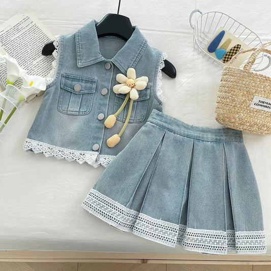 Conjunto de jeans, chaleco más pollera🦋1491
