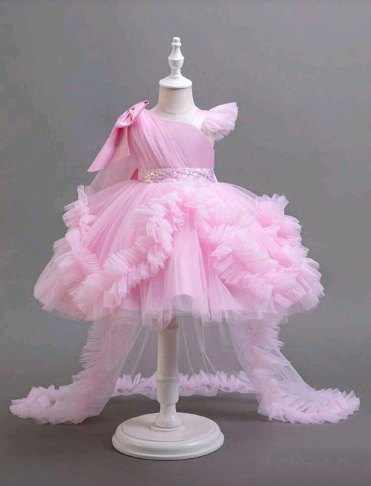 Vestido Rosa, Elegante, Cola Larga 🌸✨1417