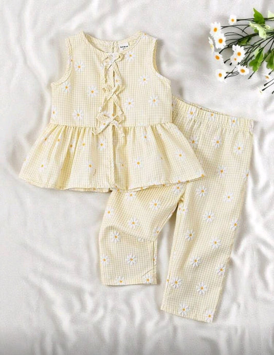 Conjunto 2 piezas, Amarillo claro, Margaritas🌼1419