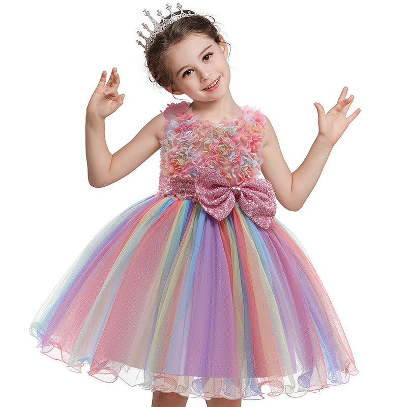 Vestido arcoiris Elegante para cumple🌟1545