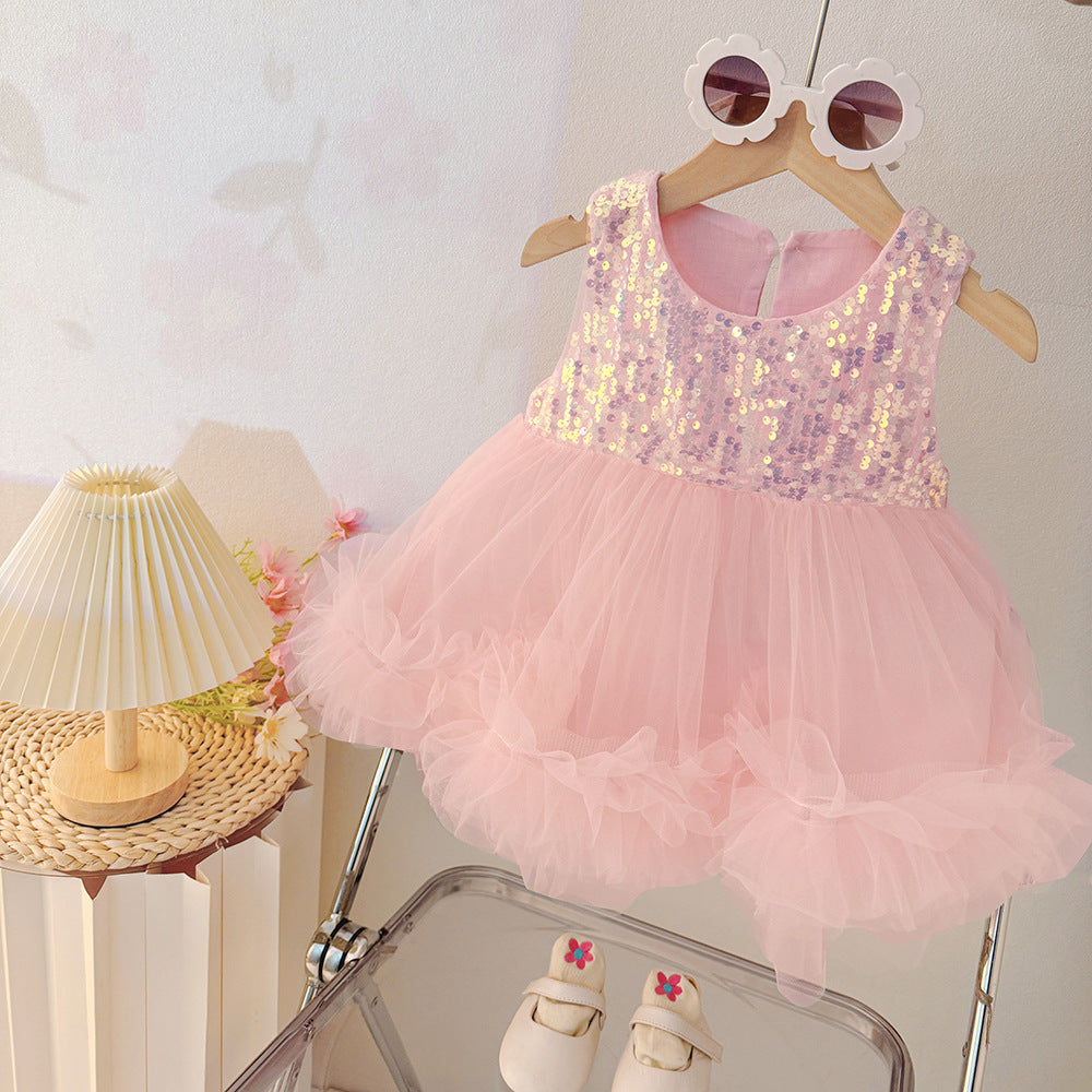 Vestido Rosa con brillos🎀1483