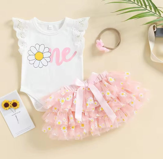 Conjunto Body más tutu y vincha, margaritas🌸1426