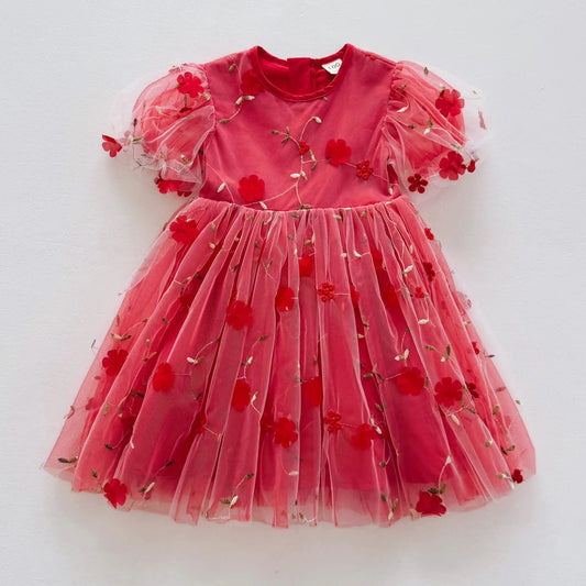 Vestido rojo flores🎅❤️1425