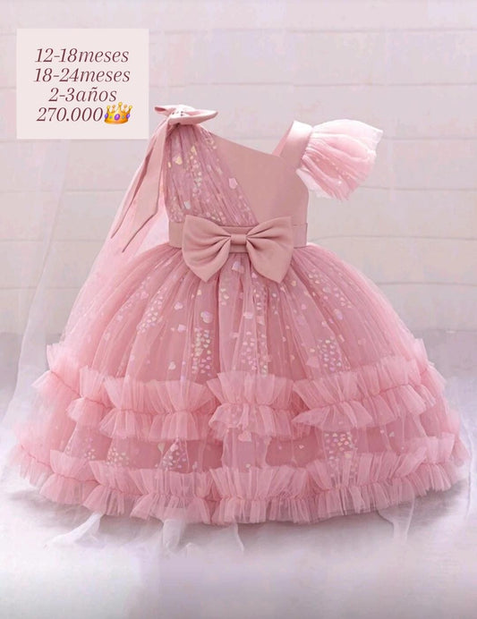 Vestido brilloso rosa vieja🎀👑 1460