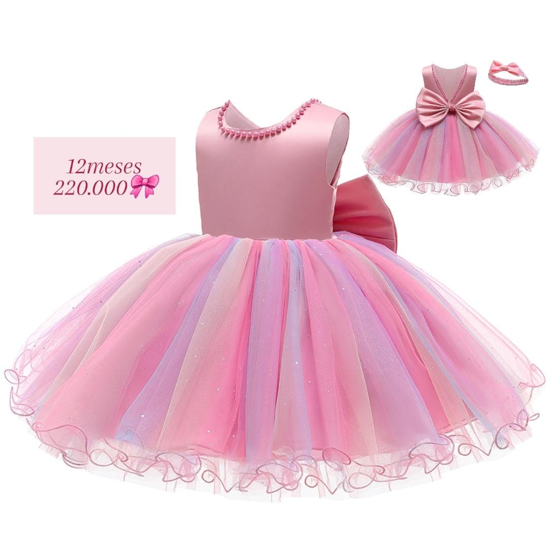 Vestido Rosa arcoiris🌸👑 1461